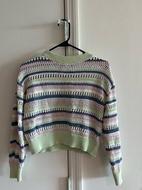 H&M Pastel Striped Open Knit Sweater Size 14+ Y / Women’s XXS